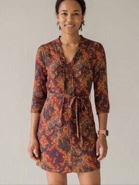 Lucky Brand Boho Paisley Rayon Mini Dress Festival Cottagecore Goblincore